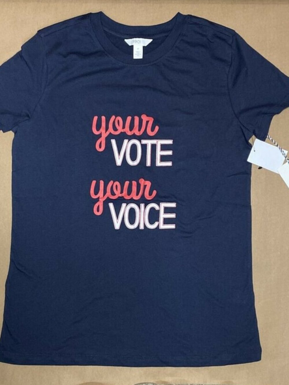 Your Vote Your Voice Graphic Tee T Shirt Short Sleeve Navy Medium 1901